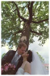 Kissing in front of the big old oaktree